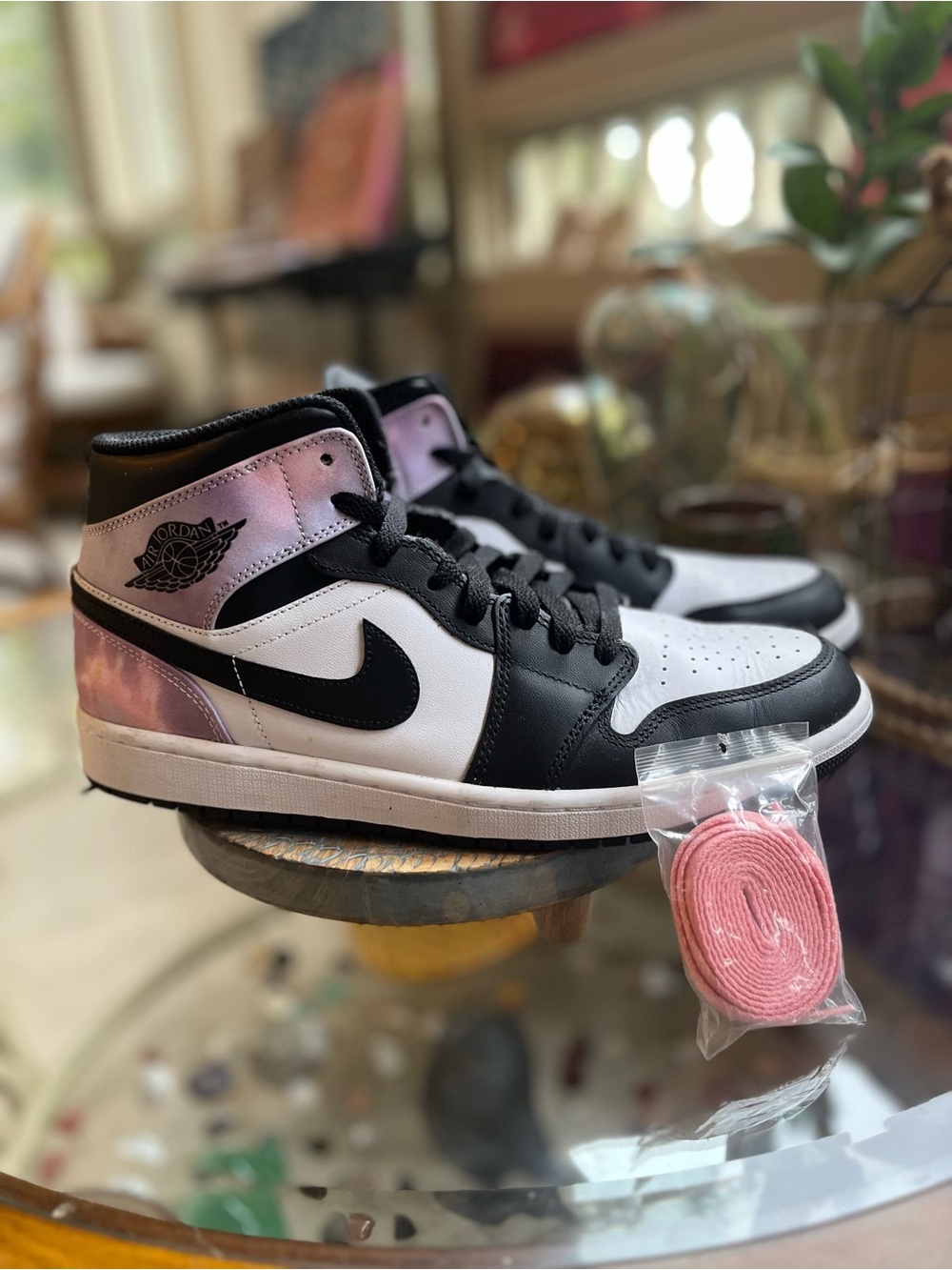 Nike Air Jordan 1 Mid- SE Zen Master Sneakers in Black, White and Pink Accent